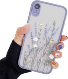 Compatible with iPhone XR for Girl Woman, Floral Flower Pattern Slim Design, Protective Hard PC Back with Soft Shockproof TPU Bumper Phone Case for iPhone XR-Purple