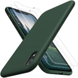 TOCOL 3 in 1 for iPhone XR Case, with 2 Pack Tempered Glass Screen Protector, Liquid Silicone Slim Shockproof Cover [Anti-Scatch] [Drop Protection] iPhone XR Phone Cases 6.1 Inch, Alpine Green
