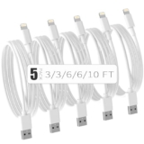 JJCALL iPhone Charger Cable [MFi Certified] 5Pack(3/3/6/6/10 FT) Lightning Cable Fast Charging Cord iPhone Charging Cable Compatible iPhone 14/14 Pro/Max/13/12/11 Pro Max/XR XS Mini 8 7 Plus iPad