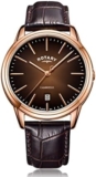 Rotary Men’s Cambridge Sapphire Rose Gold PVD Case Brown Leather Strap Watch GS05394/16