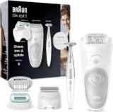 Braun Silk-épil 5 Beauty Set Women’s Epilator for Hair Removal, Razor Attachments, Trimmer and Massage for Body Includes Bikini Trimmer, Bag, Gift for Women, 5-825, White/Grey