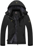 R RUNVEL Womens Waterproof Jacket Winter Warm Fleece Ski Jacket with Hood Windproof Camping Hiking Coat