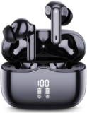 Wireless Earbuds, Wireless Headphones Bluetooth 5.3 Earphones, 2024 Bluetooth Headphones 13mm Drivers, IP7 Waterproof In Ear buds Wireless Earbuds, 36H Playtime, LED Display, Mini Ultra Ligh, Black