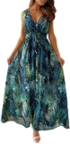 TOPLAZA Maxi Dresses for Women Summer Beach Floral Dress V Neck Sleeveless