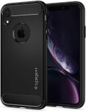 Spigen [Rugged Armor iPhone Xr Case 6.1 inch with Flexible and Durable Shock Absorption with Carbon Fiber Design for iPhone Xr (2018) 6.1 inch – Matte Black
