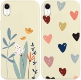 Yoedge 2 Pack Cute Beige Flower Print Suitable for iPhone XR 6.1 Inch Phone Case, Love Aesthetic Pattern Shell Soft Silicone Shock-Absorbing Cover, Suitable for Women and Girls