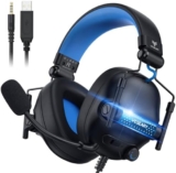 WESEARY WG3 Gaming Headset, PS5 Headset Noise Canceling, Stereo Gaming Headphones with Microphone for PS4/PS5/PC/Xbox One/Switch, Headset with Soft Memory Earmuffs, 3.5mm Jack, RGB Light