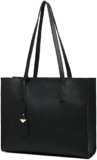 MORGLOVE Women’s Tote Bag Large Handbag Soft Leather Simple Shoulder Bag with Zipper for School Work Leisure (A-Black)