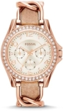 Fossil Watch for Women Riley, 38mm case size, Quartz Multifunction movement, Stainless Steel strap