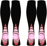 Compression Socks / Stockings for Men & Women,Better Blood Circulation, Black & Pink S/M(For Women 4-6.5 / For Men 4-8)2 same pair