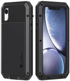Lanhiem iPhone XR Case, Heavy Duty Shockproof Tough Armour Metal Case with Built-in Screen Protector, 360 Full Body Protective Cover for iPhone XR (2018) 6.1 Inch, Dust Proof Design -Black