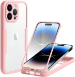 Yoedge Compatible with Apple iPhone XR Case 6.1 inch, 360° Full Body Shockproof Protective Case with Built-in Screen Protector Silicone TPU Bumper Clear Stylish Design Cover, Pink