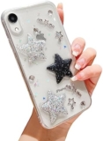 leobray Compatible with iPhone XR Case for Women Girls,Cute 3D Stars Design Crystal Pearl Glitter Bling Case Sparkle Sparkly Slim Soft TPU Protective Cover for iPhone XR