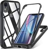 OWKEY Case for iPhone XR 6.1 inch, [Military Grade Drop] 360° Full Body Silikon Rugged Bumper Case with Built-in Soft PET Screen Protector, Shoockproof Phone Cover, Black