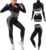 Veriliss Tracksuit For Women,3pcs Outfits Workout Joggers Yoga Gym Sportswear Leggings And Stretch Sports Bra Jumpsuits Clothes Sets