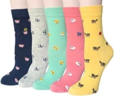 Chalier Cozy 5 Pairs Women Socks Funny Cute Animal Ladies Socks Cat Dog Socks Gifts for Women, One Size