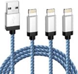GlobaLink iPhone Charger 2PACK 2m Extra Long Nylon Braided USB Charging Cable High Speed Connector Data Sync Transfer Cord Compatible with iPhone Xs Max/X/8/7/Plus/6S/6/SE/5S iPad -Blue&White