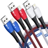 Fast Charging Lightning Cable Braided,[MFi Certified]3 Pack 6FT iPhone Charger Wire,Long USB Charging High Speed Transfer Cord for iPhone 14/13/12/11/X/Max/8/7/6/6S/5/5S/SE/Plus/iPad-Multicolor