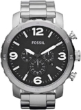 FOSSIL Nate Watch for Men, Quartz Chronograph Movement with Stainless Steel or Leather Strap