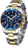 BIDEN Mens Watches Chronograph Stainless Steel Waterproof Date Analog Quartz Watch Business Casual Fashion Wrist Watches for Men