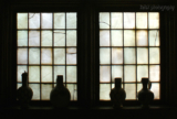 window and silhouettes of vases