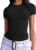 Trendy Queen Womens Basic T-Shirts Scoop Neck Short Sleeve Crop Tops Cute Summer Tops Slim Fit Tees Y2k Clothing