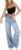 Qianderer Womens Baggy High Waist Jeans Loose Straight Wide Leg Boyfriend Jeans Casual Denim Pants with Pockets