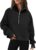 Famulily Half Zip Fleece Sweatshirts Women Fall Stand Collar Crop Sweaters Hoodies with Pockets S-XL