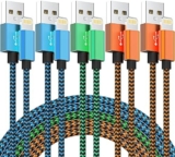 iPhone Charger Cable (6 FT) [MFi Certified] Nylon Braided Fast Charging Long Cables Compatible iPhone 14 13 12Pro Max/Pro/mini/11Pro Max/11Pro/11/XS/Xs Max/XR and More-Color, 5 Count (Pack of 1)