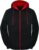 Contrast Black body and red zip varsity retro zip up hoodie, hooded sweatshirt zipper jacket