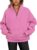 Jhsnjnr Women’s Quarter Zip Jumpers Fleece Lined Pullover Sweater Tops Plain Oversized Sweatshirts