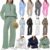 Womens Two Piece Full Set Pullover Drawstrings Wide Leg Trousers Tracksuit Long Sleeve Oversized Half Zip Sweatshirt Sweatpants Outfits Ladies Gym Sports Casual Activewear Sets