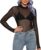 Risipu Mesh Tops for Women Sexy Long Sleeve Tops Women Sheer Blouse See Through Layering Shirts