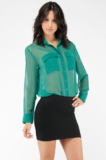 Green button up blouse