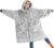 Bedsure Zip Up Oversized Blanket Hoodie – Sherpa Fleece Wearable Blanket with Zipper for Women & Men, Soft Warm Fluffy Hooded Blanket with Pocket, Gift for Women, Gift for Her, Grey, 100×78 cm