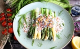 Blanched Asparagus with Caviar Cream Sauce