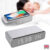 Silver Digital Alarm Clock With Thermometer Wireless Charger Mirror Face Clock