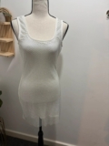 White Textured Mesh Mini Dress – Slinky & Chic